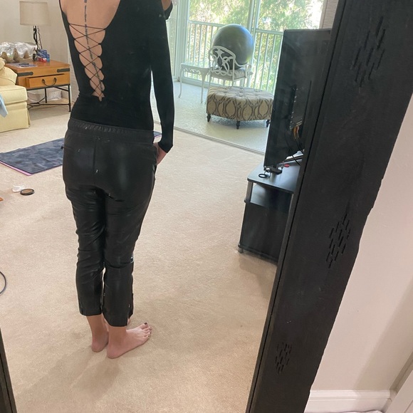 David Lerner vegan leather black jogger - Picture 2 of 2